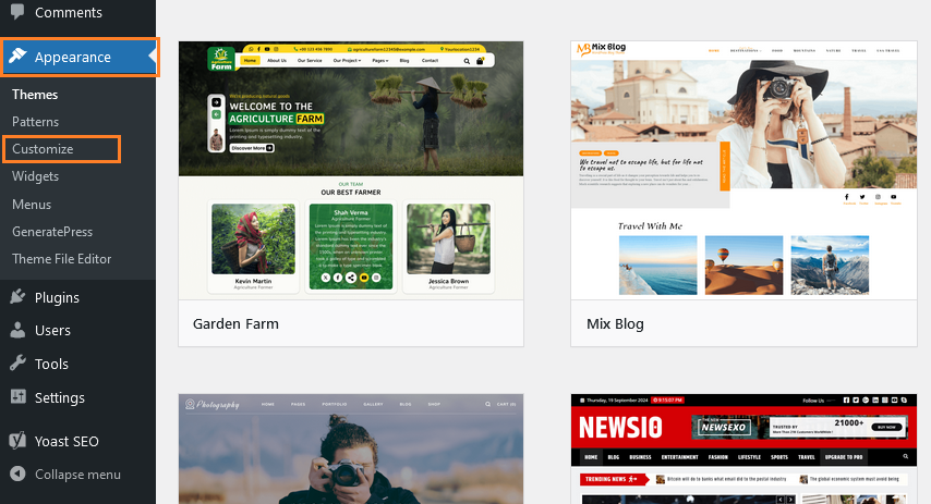 use customize to add css