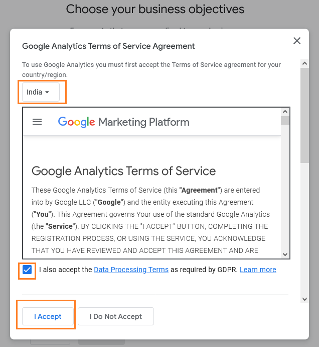 accept term of analytic