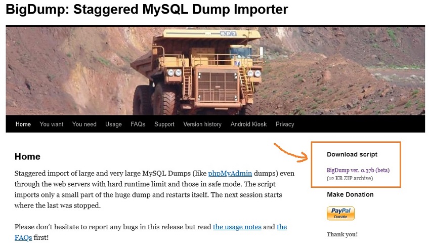 Import Large WordPress Database Using bigdump