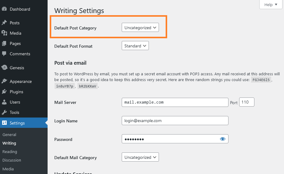 change default post category