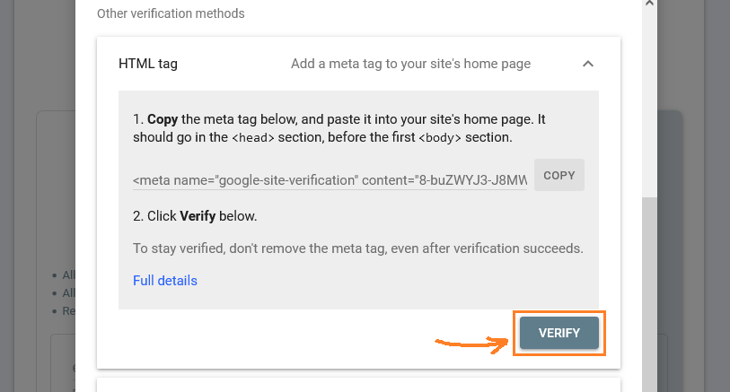 verify search console