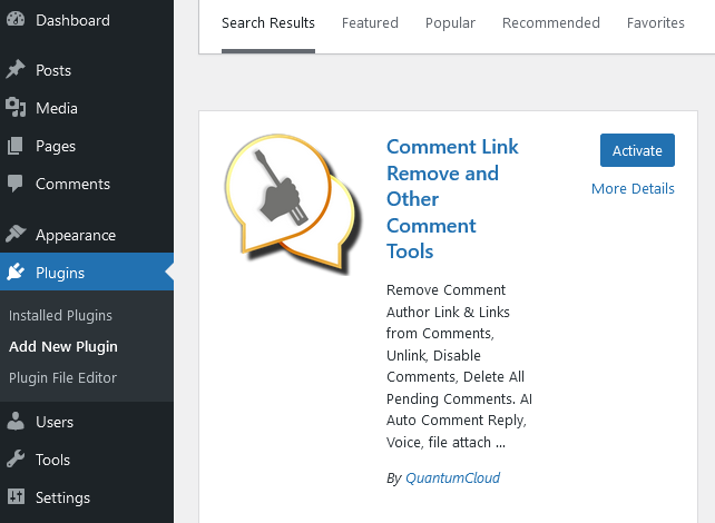 plugin to delete comment website field
