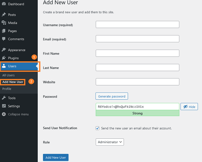 change WordPress username from list