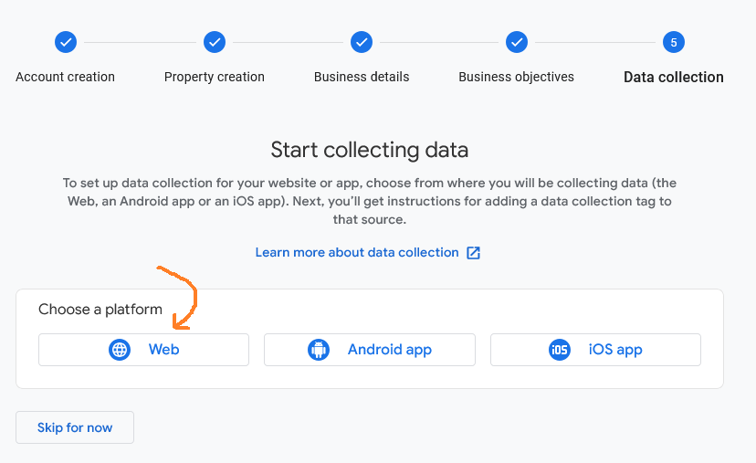 start google analytic data collection