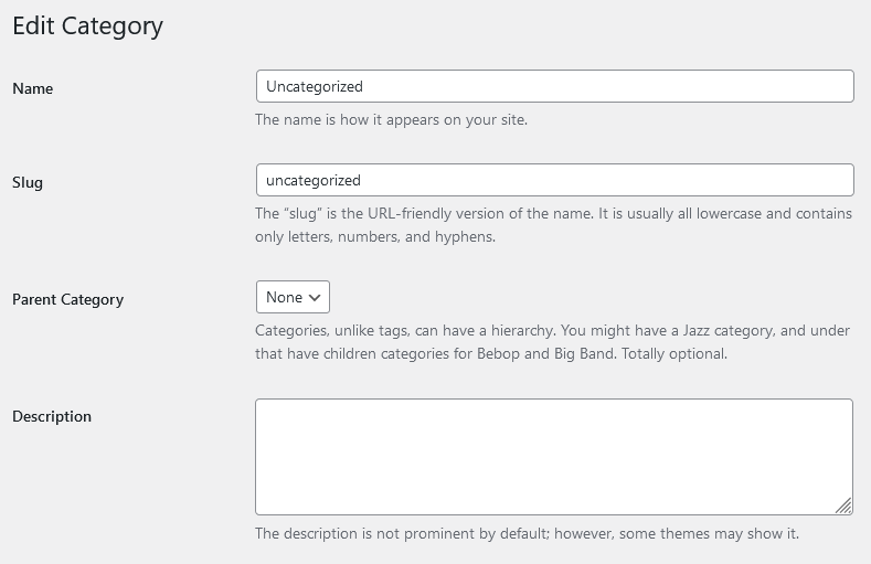 Renaming Uncategorized Category in WordPress