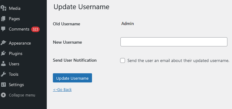 username updating
