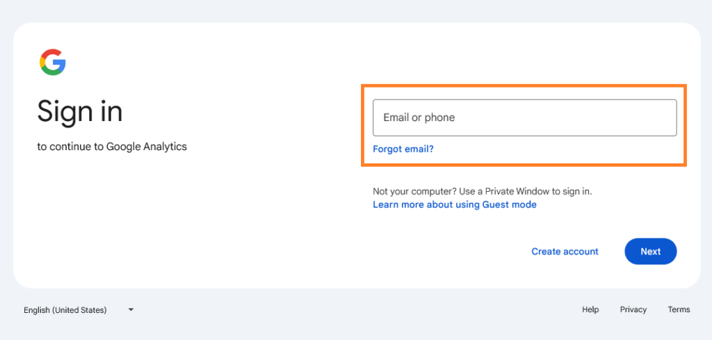 sign in to google analytics