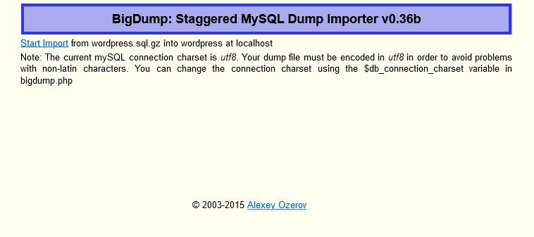 importing database