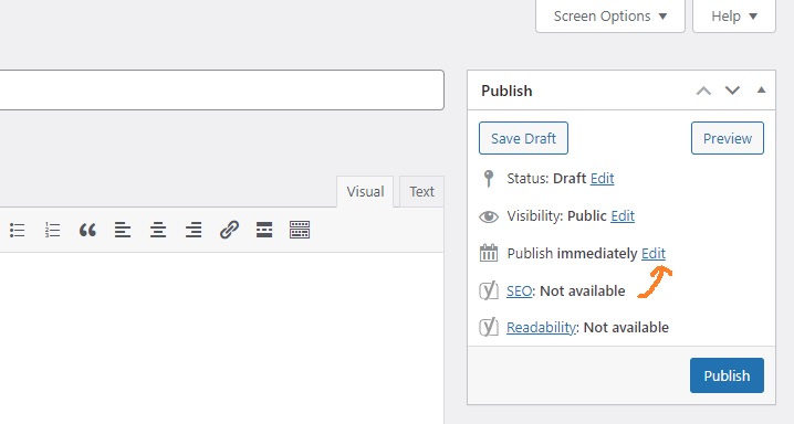 schedule WordPress post in classic editor
