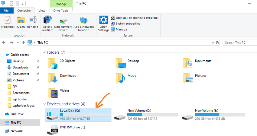 copy and paste to c folder