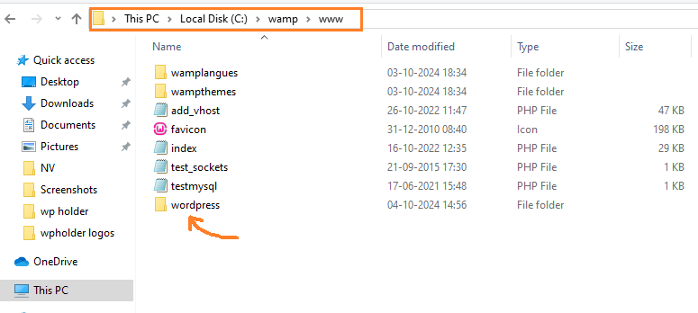 WordPress folder