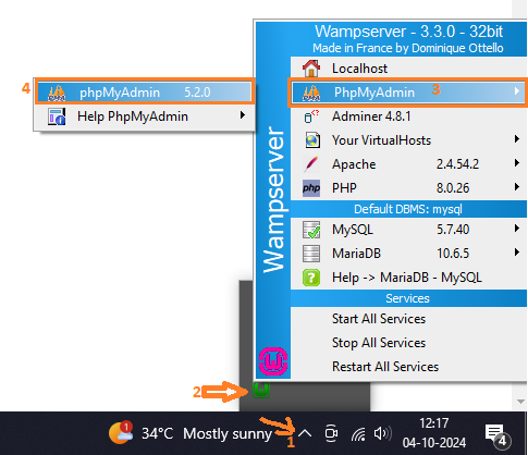 setup database using phpmyadmin to install WordPress on localhost