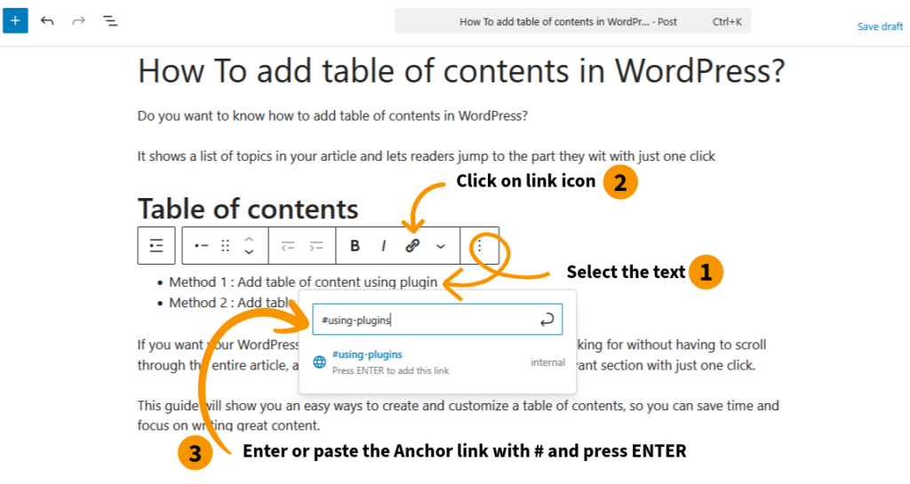 Add Table of Contents in WordPress