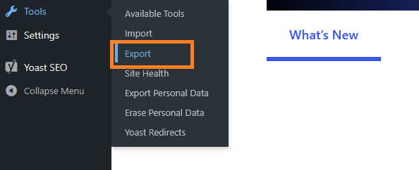 export wordpress media library using wordpress dashboard 