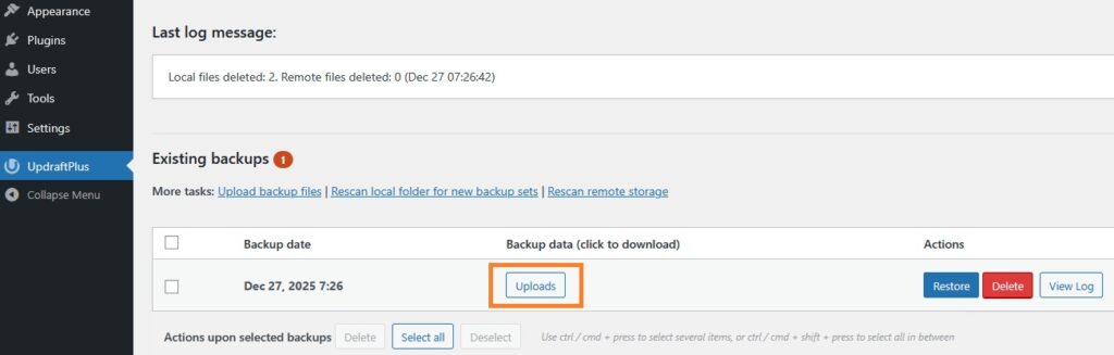 download wp-media folder 