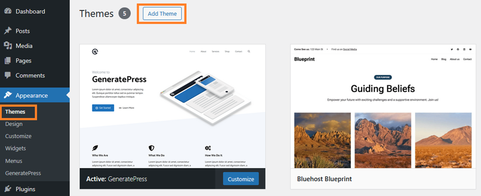 select WordPress theme