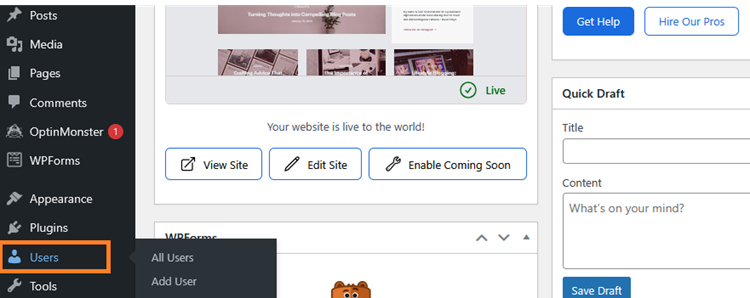 click on userpage to find WordPress Username and Password