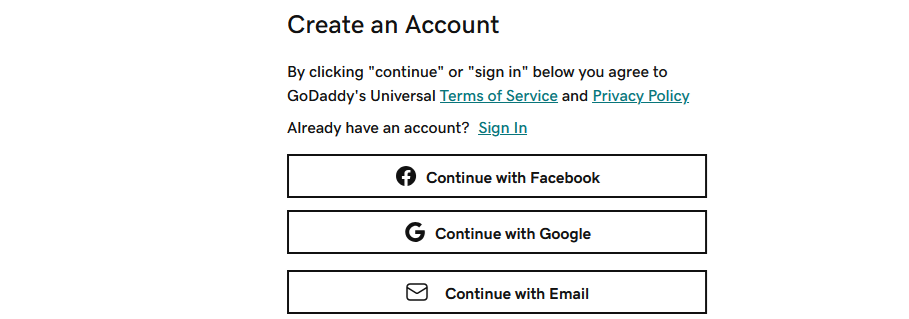 create godaddy account