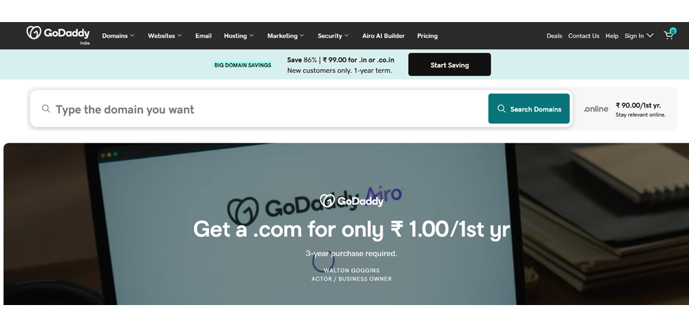 Godaddy welcome page