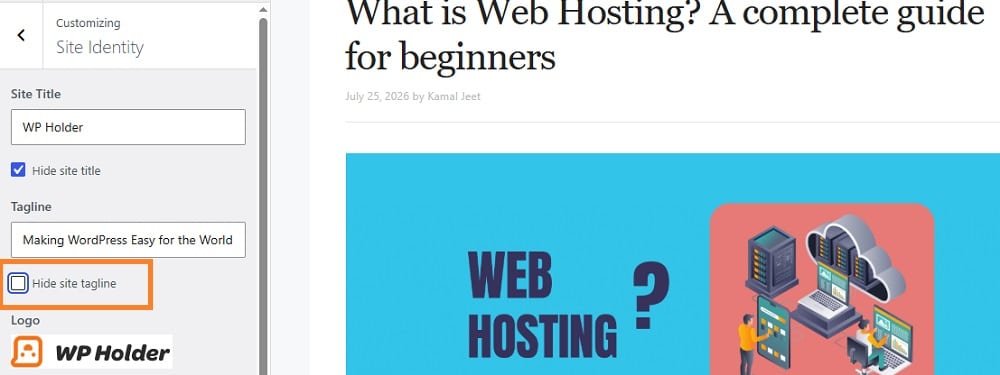 Hide Site Tagline