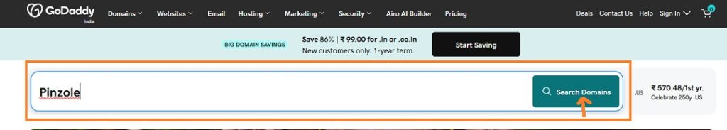 Register on Godaddy with your desired name