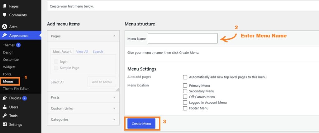creating menu